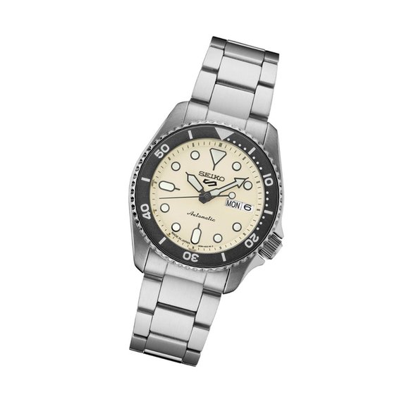NEW SEIKO 5 SPORTS MEN'S SRPK31 AUTOMATIC BEIGE DIAL STAINLESS WATCH - Picture 4 of 7